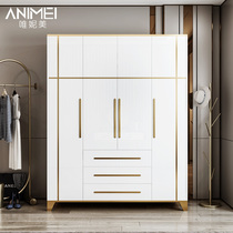 Light luxury wardrobe modern minimalist home bedroom simple cabinet solid wood wardrobe storage storage cabinet small apartment assembly