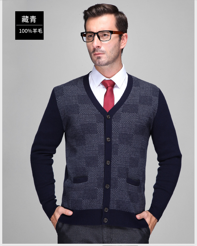 Hengyuan Xiang tinh khiết áo len mùa đông nam kích thước lớn V-Cổ áo len dày áo len trung niên cardigan coat