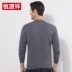 Hengyuanxiang mùa thu và mùa đông áo len cashmere mới nam cổ tròn màu rắn trung niên áo len nam kinh doanh áo len dài tay giản dị - Áo len Cashmere