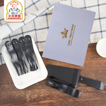 Disposable birthday cake cake paper plate high end fork plate set 1 knife 5 fork 5 plate black knife and fork simple installation