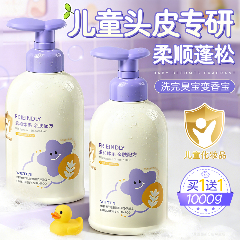 Vitex Kidsren's Shampoo Genuine Official Brand Anti-Frizz and Smooth Oil Shampoo for Teenagers Girls and Boys