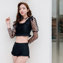 South Koreas new fairy Fan Xianthin slim slim ruffle split skirt three-piece lace long sleeve hot spring swimsuit women