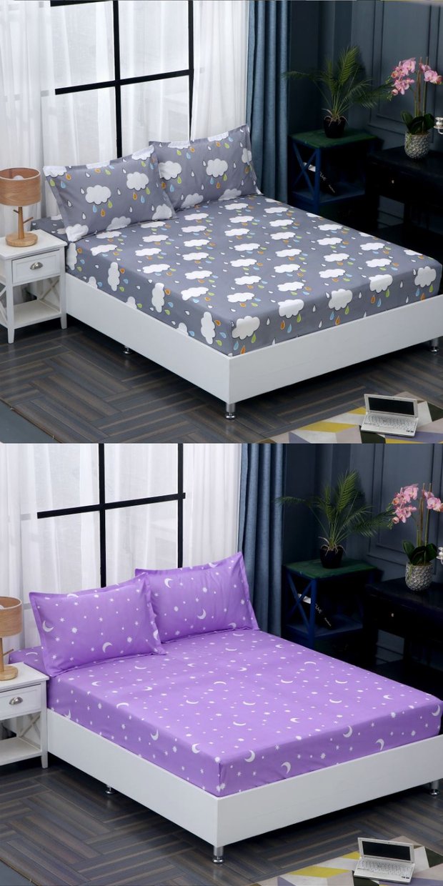 doanh nghiệp giường Simmons bảo vệ tay áo màu rắn cartoon bedspread nệm bìa một mảnh giường bìa 1.5 / 1.8m giường ký túc xá Li - Trang bị Covers Ga phủ giường là gì