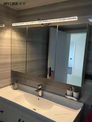 Stainless steel mirror headlight led powder room mirror cabinet makeup table lamp Non-perforated washstand waterproof mirror cabinet light