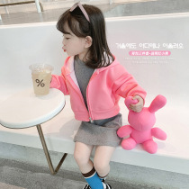 Girls Dress Set 2021 Spring and Autumn New style childrens casual hooded sweater baby two-piece set