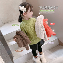 Girls Sweater 2021 New Childrens Winter Knitted Sweater Small Child Thick Top Female Baby Half High Neck Top