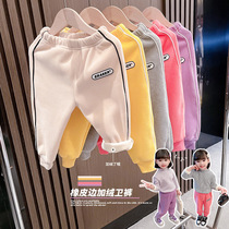 Girls sports pants autumn and winter baby childrens foreign style childrens thick trousers winter clothes plus velvet trousers