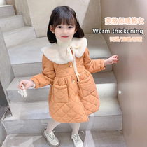 Girls coat autumn and winter 2021 New Korean version of the Western style children long cotton baby girl winter thick coat
