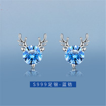 999 pure silver ear nail necklace suit womens small crowddesign feel earrings 2022 New tide autumn and winter style high-grade sensual sensual