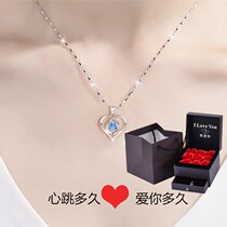 999 pure silver beating heart necklace woman 2022 new collarbone pendant girlfriend birthday senior emotional person gift