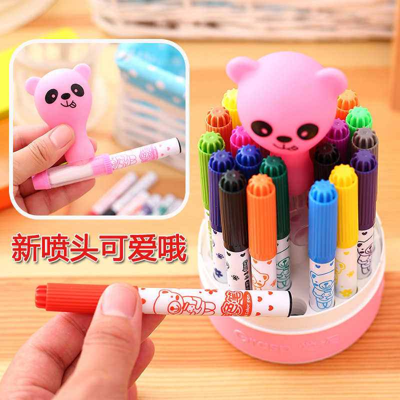 Mastery Spray Pen Spray Pen Watercolor Pen Washable Spray Paintbrush Supplement 24 Color Spray Watercolor Pen Suit Children Painting Paintbrush Kindergarten Elementary School Students Color Painting Jet Lump-sum