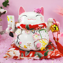 Ceramic lucky cat piggy bank ornaments Electric shaking hands Lucky Cat piggy bank large small shop opening gift