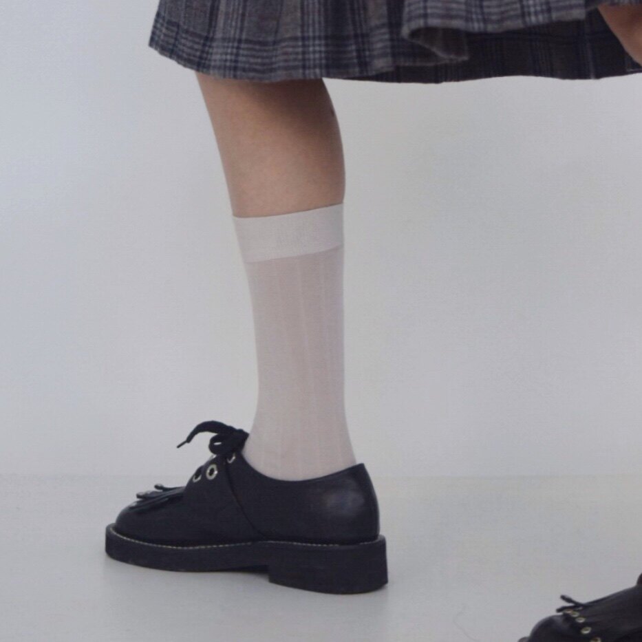 miu walk show Similar to wide thread vertical stripe high cylinder socks children spring and summer bamboo fiber breathable light and thin no drop cylinder tide