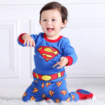 2020 spring and autumn new childrens two-piece suit autumn clothes autumn pants pure cotton baby superman outerwear foreign tide