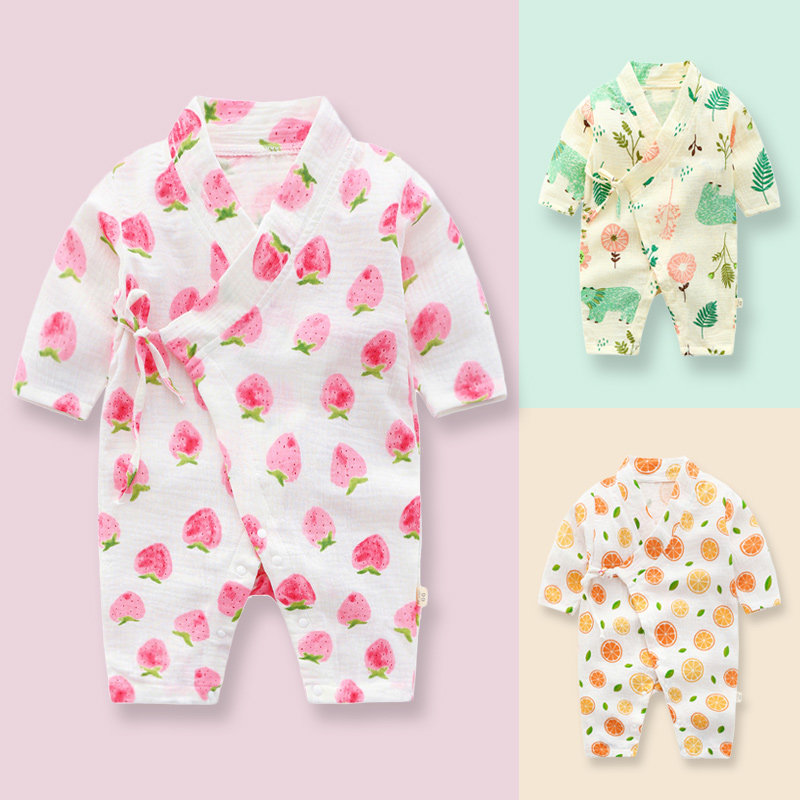 Baby gauze Even sweaters slim fit Long sleeves Monk Served Newborn Toddlers Summer Dress Pyjamas Climbing Summer Air Conditioning Suit