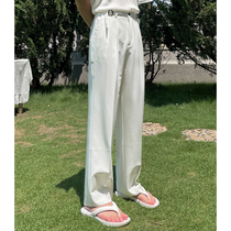 pop mens new light cooked anti-wrinkle non-iron casual trousers mens waist head design sense straight tube loose Joker trousers