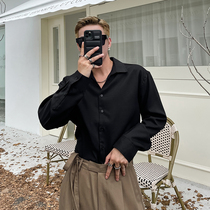 pop mens 21 autumn new light luxury style casual shirt men Korean fashion temperament white shirt mens tide