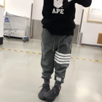 Tide Boy Pants Spring style TB pants Korean version Boy handsome all-cotton sports pants Children baby thin panty pants