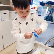 QUANKIDS Baby Spring Autumn Childlike Children Tide Card Stars Printed Pure Cotton Long Sleeve T-shirt