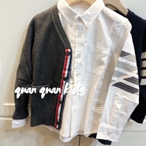 South Korean boy boy boysboys baby four bars Bar TB Shirt Children Handsome with Type of Campus Bottom White Shirt