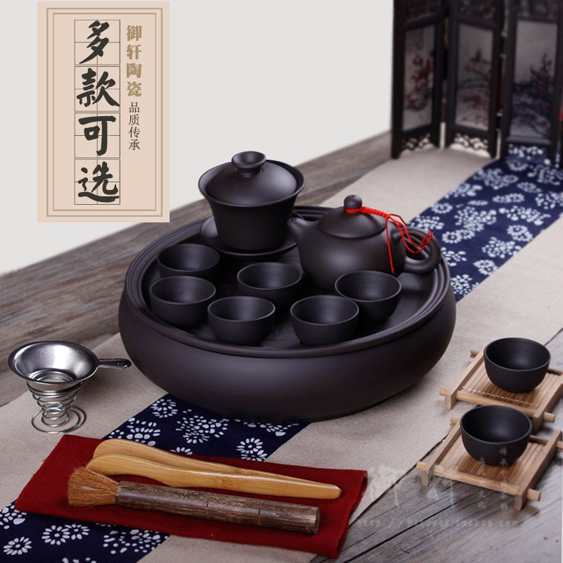 Special Price Pure Purple Sand Engineering Fu Tea Suit Whole Set Tea Set Ceramic Tea Tray Tea Sea Tea Boat Teapot Teapot-Taobao