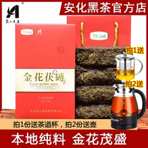 Hunan Anhua Black Tea Zhengzong Authentic Local Alpine Chen Tiao Tiptoe pour construire des fleurs dor et du thé en brique 1kg Anhua officielle