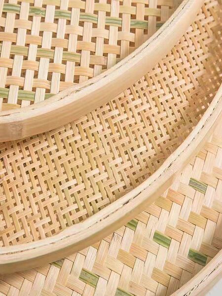 Bamboo Woven Bamboo Products Bamboo Products Dustpan Perforated Non-Porous Fine Hole Sieve Bamboo Plaque round Household Drying Dustpan Painting