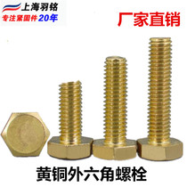Brass screw copper Outer hexagonal bolt full copper screw hexagonal head screw M12M16 * 20 * 25 * 30-100 * 30-100