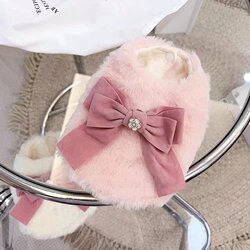Dog Clothes, Autumn and Winter Clothing, Cat Princess Cotton Coat, Rabbit Plush Bow, Fragrant Style, Small Size Dogs, Teddy Pet