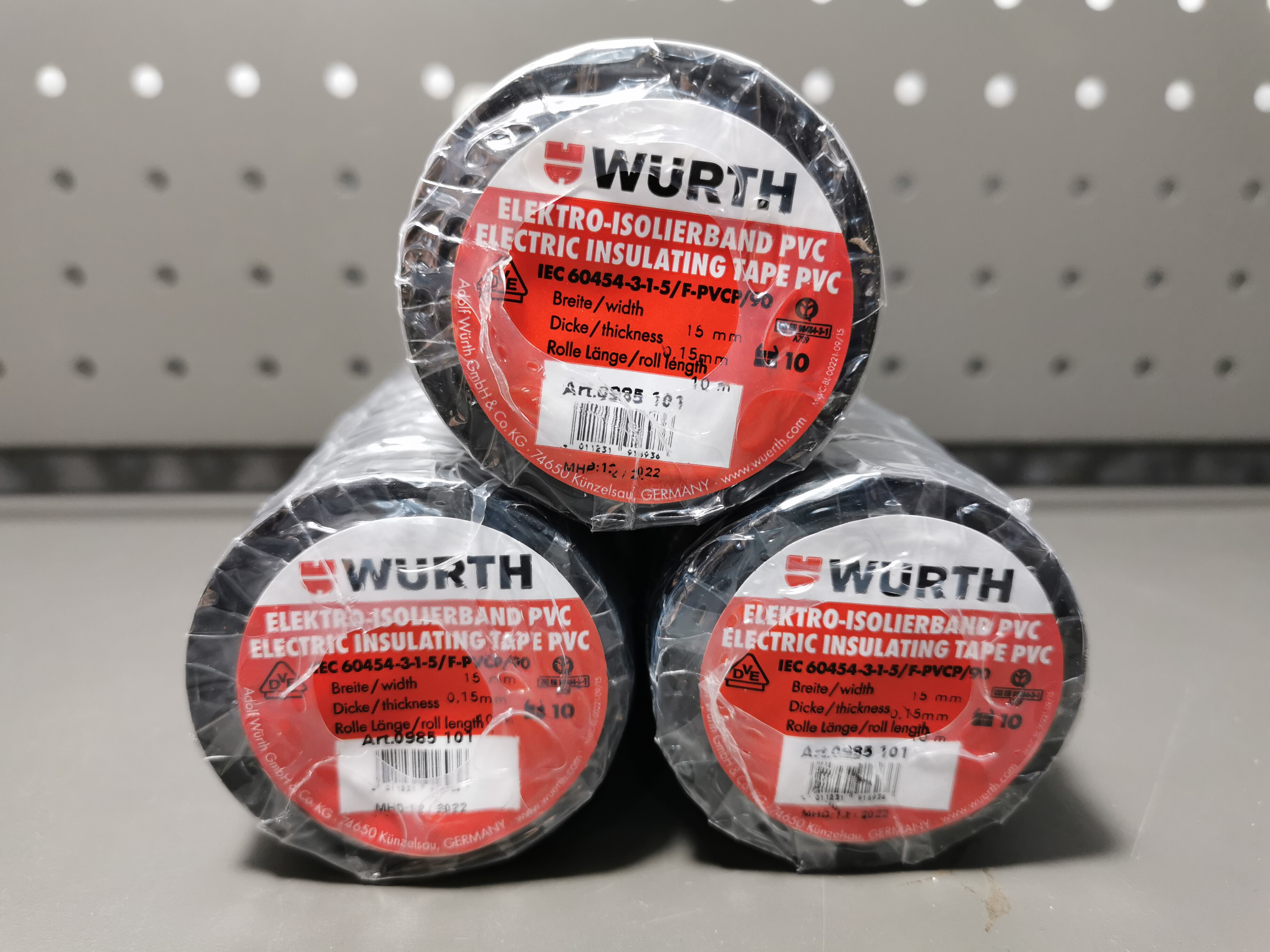 Spot WURTH Wurth 985101 Electrical Electrical Insulation Tape - Black - 15MMX10M0985101