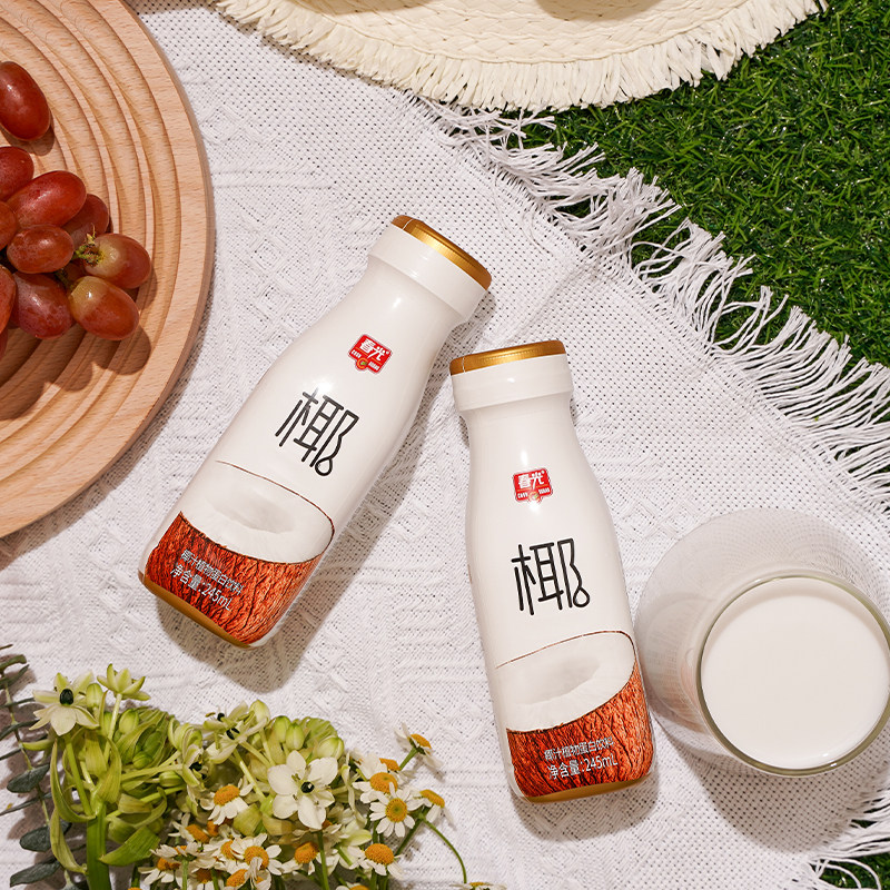 春光 生榨椰子汁 245ml*8瓶 聚划算双重优惠券折后￥39.9包邮 一口鲜气椰汁可选