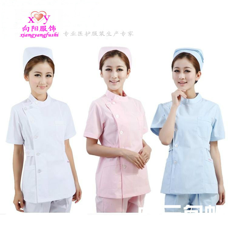 Side lapel stand collar two-piece set nurse summer dress short-sleeved white coat hospital ICU beauty salon oral dental clinic