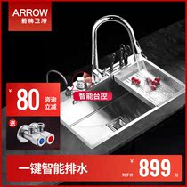 Wrigley kitchen handmade large single tank 304 stainless steel wash basin sink package water bucket sink household