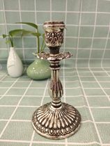 Western European antique silver-plated Candlestick 16cm high