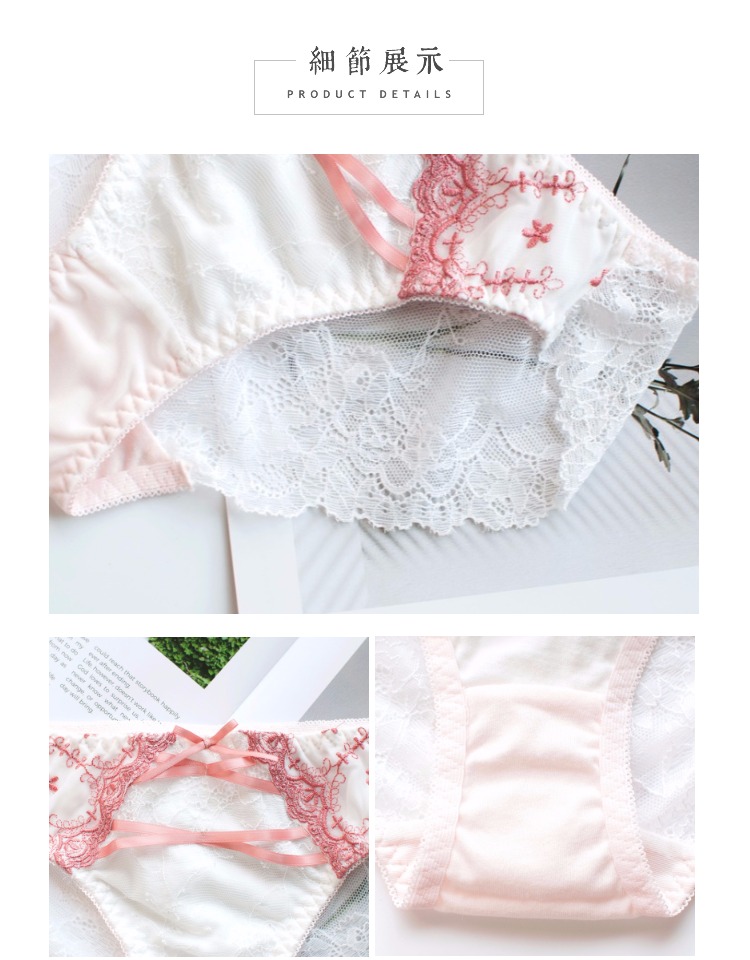 Đồ lót mới thoải mái đầy đủ gợi cảm đầy đủ cô gái dễ thương eo thấp cotton 裆 retro thêu tóm tắt cổ tích quần lót