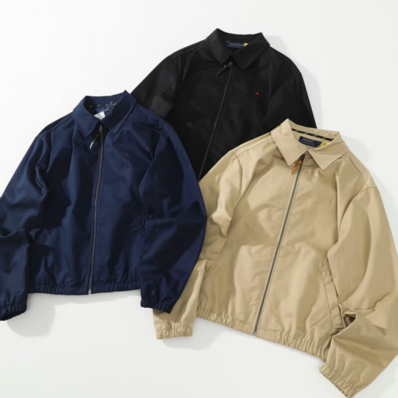 Unisex Classic Retro Lapel Work Jacket Harrington Zip-Up Cotton Loose Casual Outerwear Men's Clothing