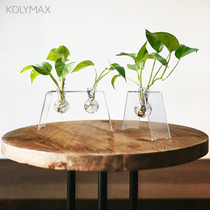 Minimal acrylic mini vase creative window glass decorated wall hanging transparent vase hydrochloride single bottle