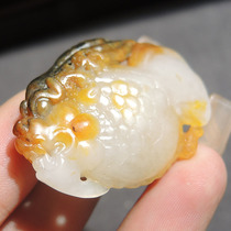 Hot dialect brand Hetian jade boutique special grade Russian seed material Huangqin skin has surplus every year pendant pendant R1