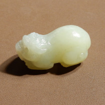 Ji Ma Dialect Brand Hetian Jade Wear Grade Oily and Finished Yellow Mouth Belt Blue and White Pixiu Pendant Pendant w2