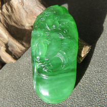 Qianma dialect boutique Hetian jade leaking Russian delicate oily Yang green jasper Zhongkui pendant w1