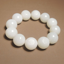 Shocked by the dialect Hetian jade Xinjiang hanging gold skin with pores mutton fat white jade seed material card 18mm round bead bracelet h7