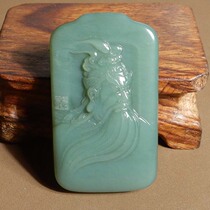 Hi-hot dialect high-quality Hetian jade wearable Russian characteristic jasper pink green Guan Gong brand pendant pendant s2