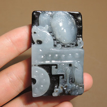 方言精品和田玉俄料黑白分明羊脂白玉带风化皮观音悟道吊坠挂件h7