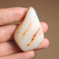 Explosive dialect quality Hetian jade red gold skin oily and delicate mutton fat white jade Russian seed material raw stone toy handle piece h7