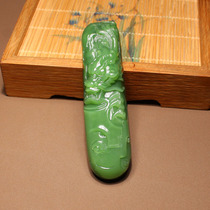 Heavyweight dialect Hotan jade Russian old pit material pink green pretty red leather jasper dragon traveling around the world pendant N3