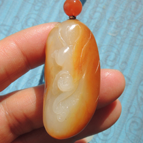 Epic dialect single Hetian jade gold-covered silver mutton fat white jade base auspicious and wealthy monkey seed material pendant F