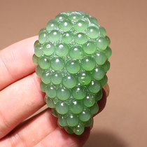 Popular dialect brand Hetian jade wearable grade Russian old pit material pink and green jasper many children and many blessings pendant N