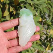 Epic Dialect Hetian Jade Rare and Famous Qinghai Material White Jade Pretty Green God of Wealth Loyalty Guan Gong Handpiece N3