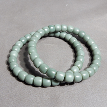 Dialect Hetian Jade Characteristics Old Ripen Elaeagnus Seeds Green Seed Material Blue 8mm Straight Cut Old-Type Beads Bracelet w
