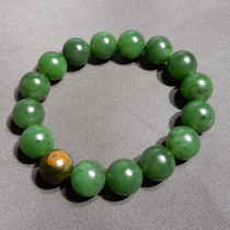 I missed the dialect Hetian jade boutique wearable grade Xinjiang high oil yellow skin jasper seed material 12mm round bead bracelet X3